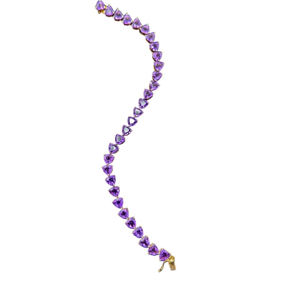 Amethyst Trillion Shaped Tennis Bracelet 18k Over Sterling Silver